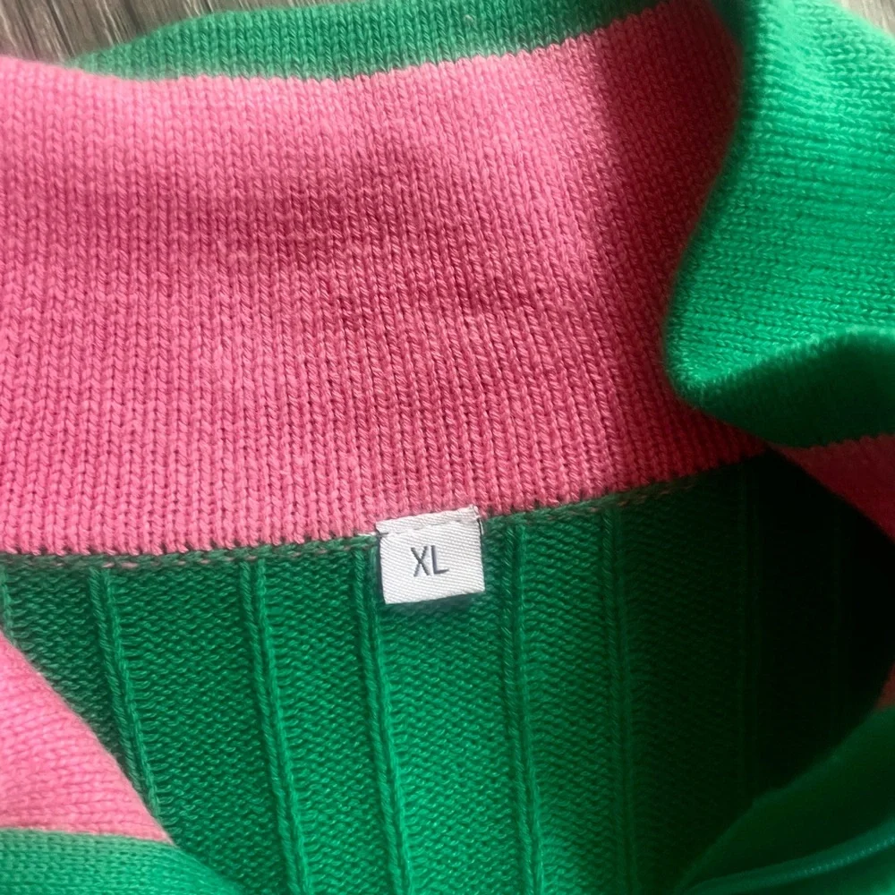 “Calling All AKA Sorority Members”   Green Cable Knit Zip Cardigan with Crest - Picture 2 of 4